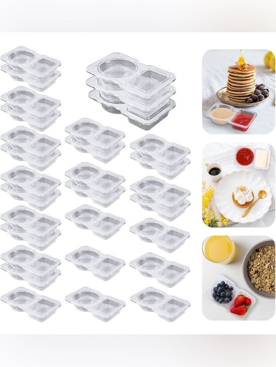 Other - 30 PCS Double Compartment Condiments Containers w/Lids Leakproof BPA-Free Snack